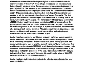 CIE IGCSE Business Studies Paper 2 12 mark case study with 12 mark question topic - Franchises