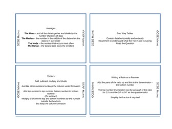 GCSE Maths Foundation Revision Cards (New syllabus)