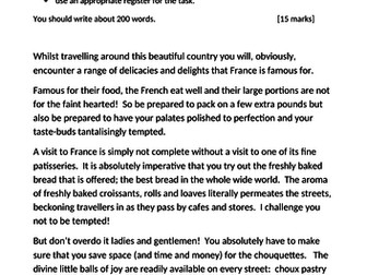 Paris Anthology Task & Model: Eating in Paris