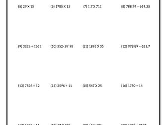 DMAS - Division, Multiplication, Addition and Subtraction  (With Answers)