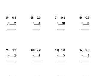 Simple Multiplying Decimals