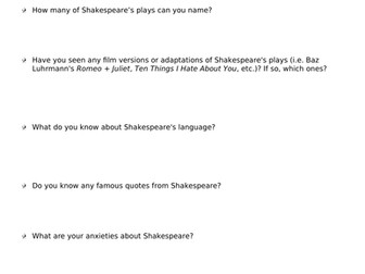 Macbeth pre-reading activities