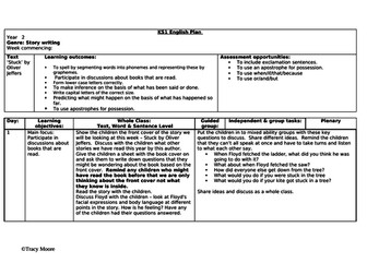 Stuck by Oliver Jeffers - Year Two English plan for 8 days