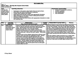 The Day the Crayons Came Home (Year 2) 3 days of English planning