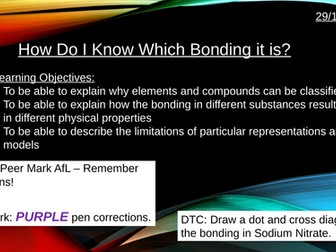Covalent, ionic and metallic bonding comparison lesson