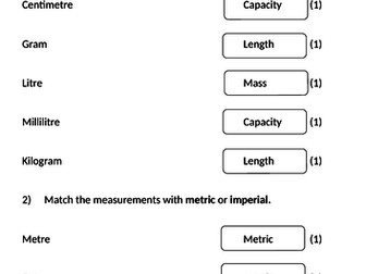 Units of Measure Topic Test