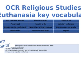 OCR Religious Studies A level Euthanasia revision materials