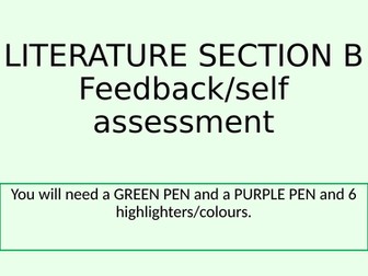 Literature paper 2 mock feedback lesson - self assessment