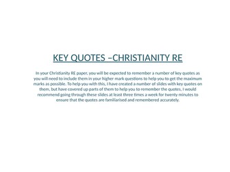CHRISTIANITY RE: KEY QUOTES