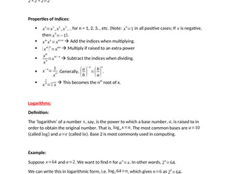 Algebra, quadratics and coordinate geometry revision notes