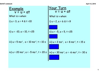 SUVAT - Kinematics Practice - No frills