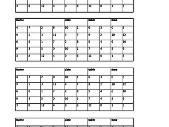 Speedy Times Tables Practice Grids
