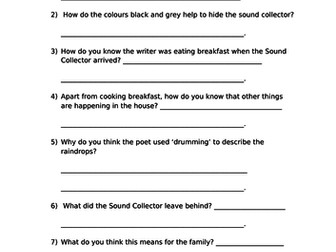 Greater Depth Questions for the Poem 'The Sound Collector'  by Roger McGough