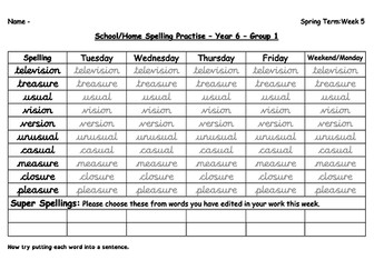 Year 6 Spelling Spring 1 Week 5