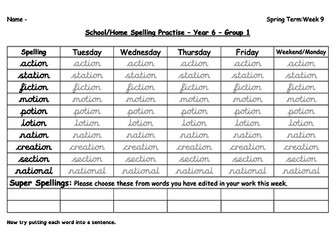 Year 6 Spelling Spring 2 Week 9