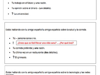 GCSE Spanish Higher Roleplay practice