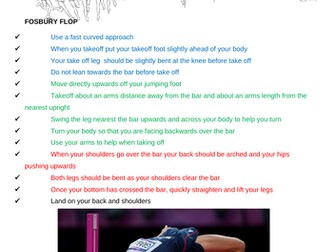 High Jump Peer Assessment Card