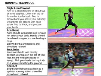 Middle/Long Distance Running Technique Card