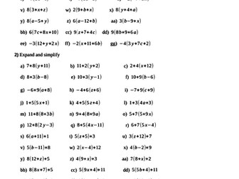 100+ questions on expanding single brackets