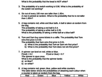 Probability- Mutually Exclusive Outcomes KS3-KS4
