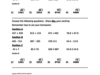 Basic  Arithmetic Starter/ Short Hwk