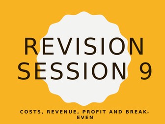 Eduqas AS Business C1 - revision power point for Cost, Revenue and BEP