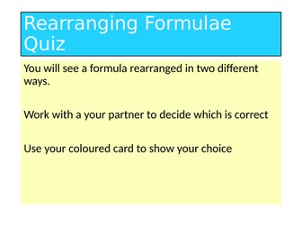 Rearranging Formulae Quiz