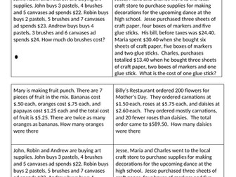 Adds up Revision Simultaneous Equations