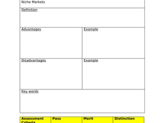 VCERT Business - Marketing Unit 1.1 Revision Worksheet