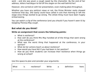 Resilience assignment - exclusion / detention work
