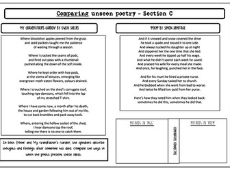 gcse english literature section question comparison aqa poetry paper bundle sections