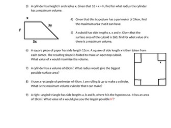 Applied differentiation questions with shape - AS Maths