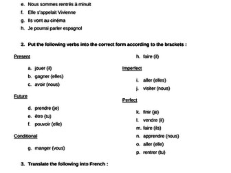 Mixed tenses practice in French