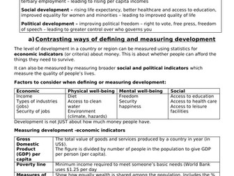 Edexcel B GCSE 9-1 Geography Topic 2 Development Dynamics independent work booklet