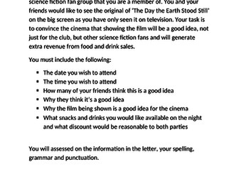 The day the earth stood still - writing task