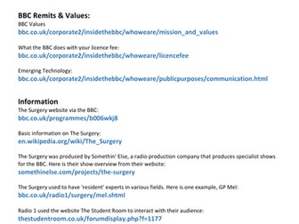 BBC R1 The Surgery CSP - AQA A-Level Media Studies - Radio Close Study Product