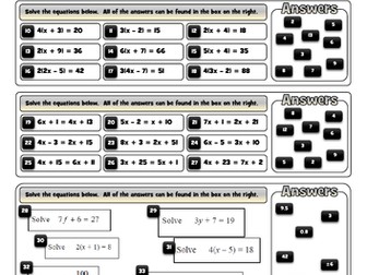 Solving equations, including creating and then solving