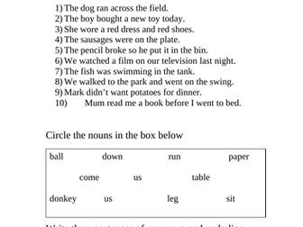 Nouns, proper and common, pronoun