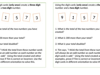 Mental Addition - Reasoning with digit cards.