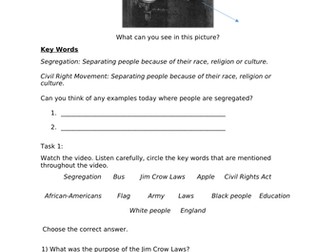 Civil Rights Jim Crow Laws Differentiated Tasks