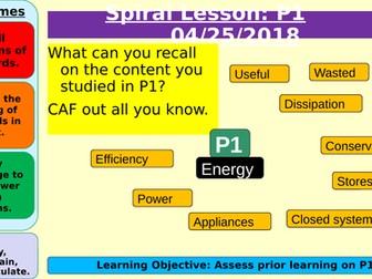 Physics P1 Energy Revision Independent Graded Activity