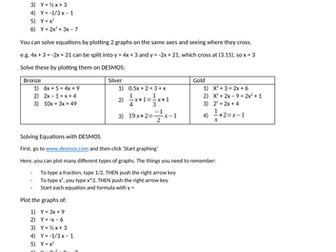 Solving Equations Graphically (DESMOS)