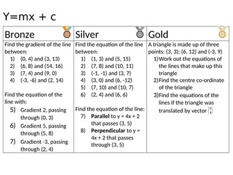 Linear Graphs y=mx+c Differentiated