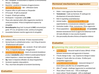 Revision posters for AQA A Level Psychology - Aggression