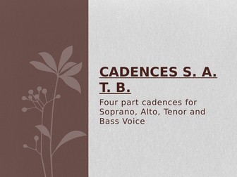 JuniorCertificate Music 4 part Cadential Progressions