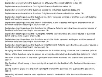AQA Buddhism Examination Questions **UPDATED 18**