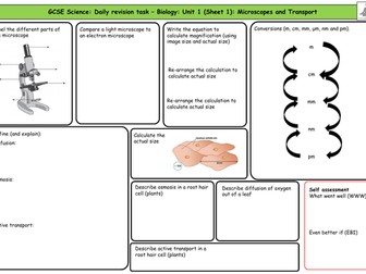 GCSE Biology Microscopes Transport Revision Patchwork