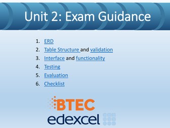 BTEC ICT level 3 Unit 2 Creating Systems to Manage Information Exam Guidance and Checklist
