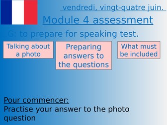 French Studio 3 Rouge Module 4 spécial vacances prep for speaking