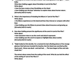 Lord of the Flies AQA Practise Questions